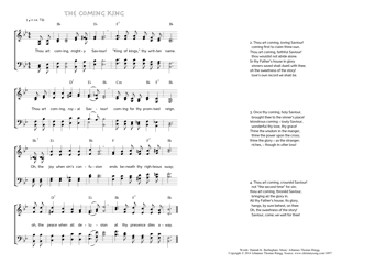 Hymn score of: Thou art coming, mighty Saviour! - The coming King (Hannah K. Burlingham/Johannes Thomas Rüegg)
