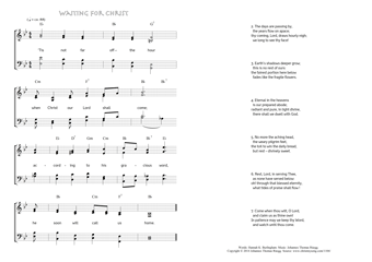 Hymn score of: 'Tis not far off – the hour - Waiting for Christ (Hannah K. Burlingham/Johannes Thomas Rüegg)