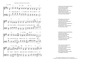 Hymn score of: The clouds that gather overhead - Have Faith in God (Hannah K. Burlingham/Johannes Thomas Rüegg)