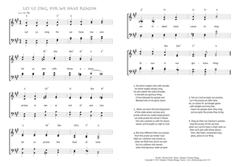 Hymn score of: Let us sing, for we have reason (Thomas Kelly/Johannes Thomas Rüegg)