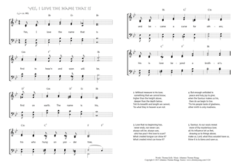 Hymn score of: Yes, I love the name that is (Thomas Kelly/Johannes Thomas Rüegg)