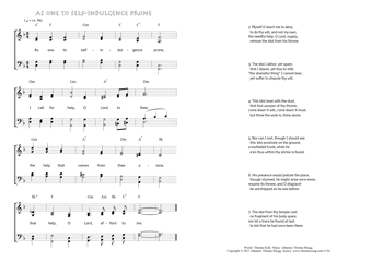 Hymn score of: As one to self-indulgence prone (Thomas Kelly/Johannes Thomas Rüegg)