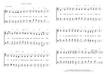 Hymn score of: 'Tis Jesus in the sunshine - Jesus Only (Hannah K. Burlingham/Johannes Thomas Rüegg)