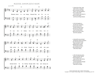 Hymn score of: Blessed, whom Jesus keeps (Thomas Kelly/Johannes Thomas Rüegg)