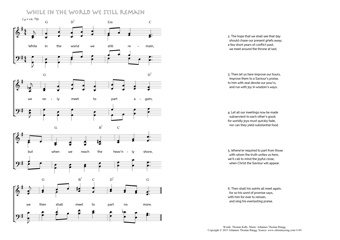Hymn score of: While in the world we still remain (Thomas Kelly/Johannes Thomas Rüegg)