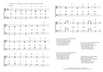 Hymn score of: Hope in Christ our Lord possessing (Thomas Kelly/Johannes Thomas Rüegg)