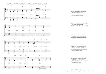 Hymn score of: Awake our souls! awake our tongues! (Thomas Kelly/Johannes Thomas Rüegg)