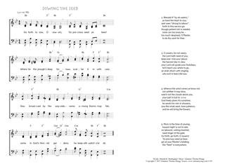 Hymn score of: Go forth to sow, O sowers - Sowing the Seed (Hannah K. Burlingham/Johannes Thomas Rüegg)