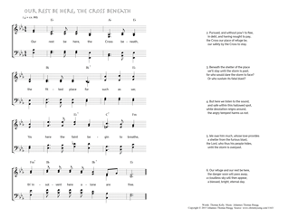 Hymn score of: Our rest be here, the Cross beneath (Thomas Kelly/Johannes Thomas Rüegg)