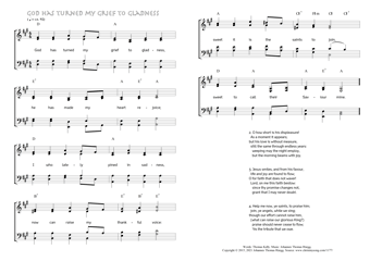 Hymn score of: God has turned my grief to gladness (Thomas Kelly/Johannes Thomas Rüegg)