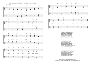 Hymn score of: At our Father's table meeting (Thomas Kelly/Johannes Thomas Rüegg)