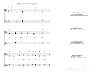Hymn score of: Every good possessing (Thomas Kelly/Johannes Thomas Rüegg)