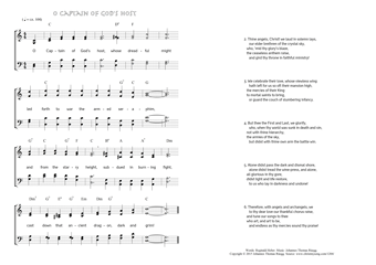 Hymn score of: O Captain of God's host (Reginald Heber/Johannes Thomas Rüegg)