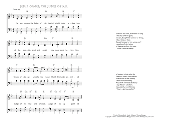 Hymn score of: Jesus comes, the Judge of all (Thomas Kelly/Johannes Thomas Rüegg)