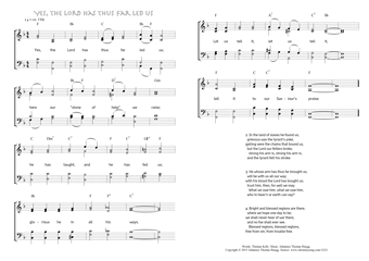 Hymn score of: Yes, the Lord has thus far led us (Thomas Kelly/Johannes Thomas Rüegg)