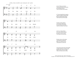 Hymn score of: For the hope we have of life (Thomas Kelly/Johannes Thomas Rüegg)