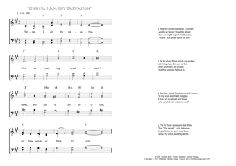 Hymn score of: "Sinner, I am thy salvation" (Thomas Kelly/Johannes Thomas Rüegg)