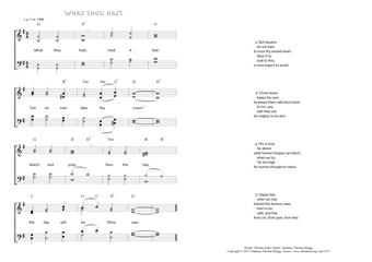 Hymn score of: What thou hast (Thomas Kelly/Johannes Thomas Rüegg)