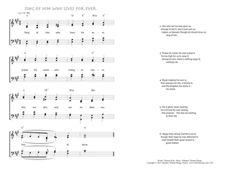 Hymn score of: Sing of him who lives for ever (Thomas Kelly/Johannes Thomas Rüegg)
