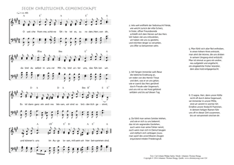 Hymn score of: O welche fromme, schöne Sitte - Segen christlicher Gemeinschaft (Carl Johann Philipp Spitta/Johannes Thomas Rüegg)