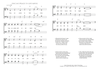 Hymn score of: Sing we praise to God above (Thomas Kelly/Johannes Thomas Rüegg)