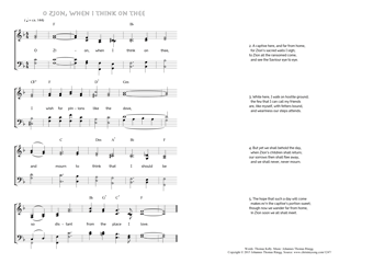 Hymn score of: O Zion, when I think on thee (Thomas Kelly/Johannes Thomas Rüegg)