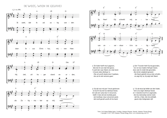 Hymn score of: Ik weet, dat ik zal zalig worden - Ik weet, Wien ik gelove! (Carl Johann Philipp Spitta/Johannes Riemens/Johannes Thomas Rüegg)