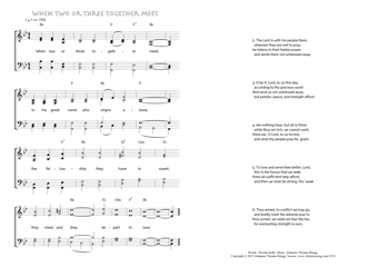 Hymn score of: When two or three together meet (Thomas Kelly/Johannes Thomas Rüegg)