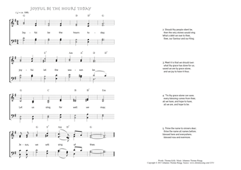 Hymn score of: Joyful be the hours today (Thomas Kelly/Johannes Thomas Rüegg)