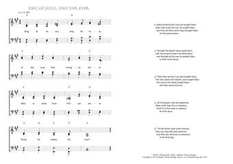 Hymn score of: Sing of Jesus, sing for ever (Thomas Kelly/Johannes Thomas Rüegg)