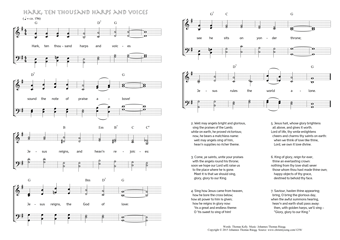 Hymn score of: Hark, ten thousand harps and voices (Thomas Kelly/Johannes Thomas Rüegg)