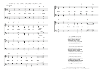 Hymn score of: "Who is this that calms the ocean?" (Thomas Kelly/Johannes Thomas Rüegg)