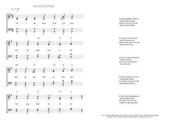 Hymn score of: Uti världens larm och brus - Hemlängtan (Carl Johann Philipp Spitta/Torsten Lundberg/Johannes Thomas Rüegg)