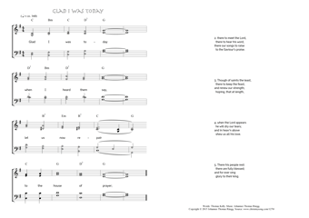 Hymn score of: Glad I was today (Thomas Kelly/Johannes Thomas Rüegg)