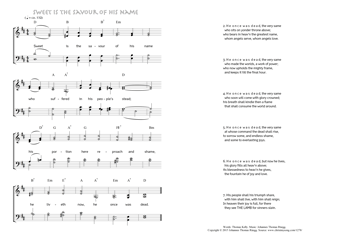 Hymn score of: Sweet is the savour of his name (Thomas Kelly/Johannes Thomas Rüegg)
