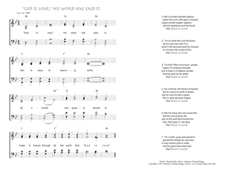 Hymn score of: "God is love," his word has said it (Thomas Kelly/Johannes Thomas Rüegg)