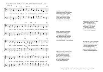 Hymn score of: Vraag niet, wat ik blijf ontberen - Mijne ziel dorst naar den levenden God (Carl Johann Philipp Spitta/Johannes Riemens/Johannes Thomas Rüegg)