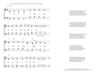 Hymn score of: A clearer view of things unseen (Thomas Kelly/Johannes Thomas Rüegg)