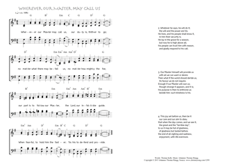 Hymn score of: Wherever our Master may call us (Thomas Kelly/Johannes Thomas Rüegg)