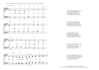 Hymn score of: To whom should those in trouble flee? (Thomas Kelly/Johannes Thomas Rüegg)