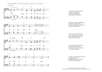 Hymn score of: He comes! the Saviour full of grace (Thomas Kelly/Johannes Thomas Rüegg)