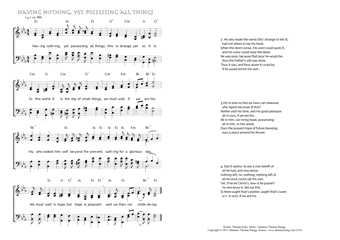 Hymn score of: Having nothing, yet possessing all things (Thomas Kelly/Johannes Thomas Rüegg)