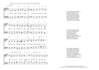 Hymn score of: Sing of him, who left a throne (Thomas Kelly/Johannes Thomas Rüegg)