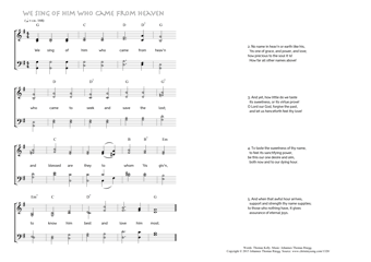 Hymn score of: We sing of him who came from heav'n (Thomas Kelly/Johannes Thomas Rüegg)