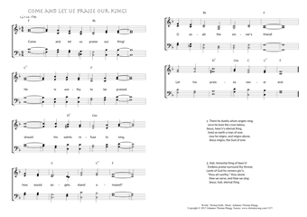 Hymn score of: Come and let us praise our King! (Thomas Kelly/Johannes Thomas Rüegg)