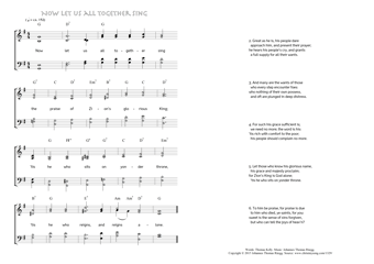 Hymn score of: Now let us all together sing (Thomas Kelly/Johannes Thomas Rüegg)