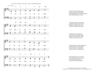 Hymn score of: It has not fully yet appeared (Thomas Kelly/Johannes Thomas Rüegg)