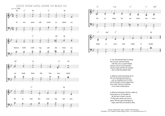 Hymn score of: Jesus soon will come to bless us (Thomas Kelly/Johannes Thomas Rüegg)