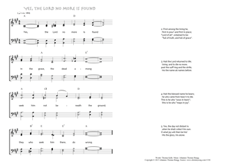 Hymn score of: Yes, the Lord no more is found (Thomas Kelly/Johannes Thomas Rüegg)