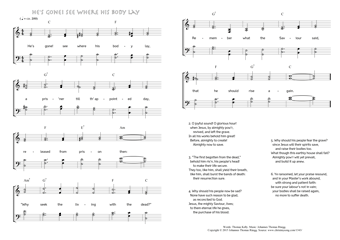 Hymn score of: He's gone! see where his body lay (Thomas Kelly/Johannes Thomas Rüegg)